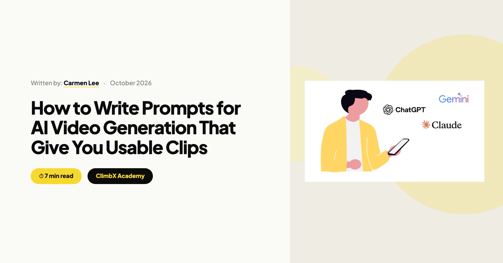 How to Write Prompts for AI Video Generation That Give You Usable Clips, by Carmen Lee, ClimbX Academy